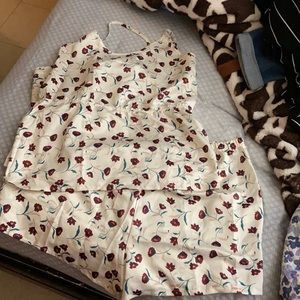 Satin floral pajamas